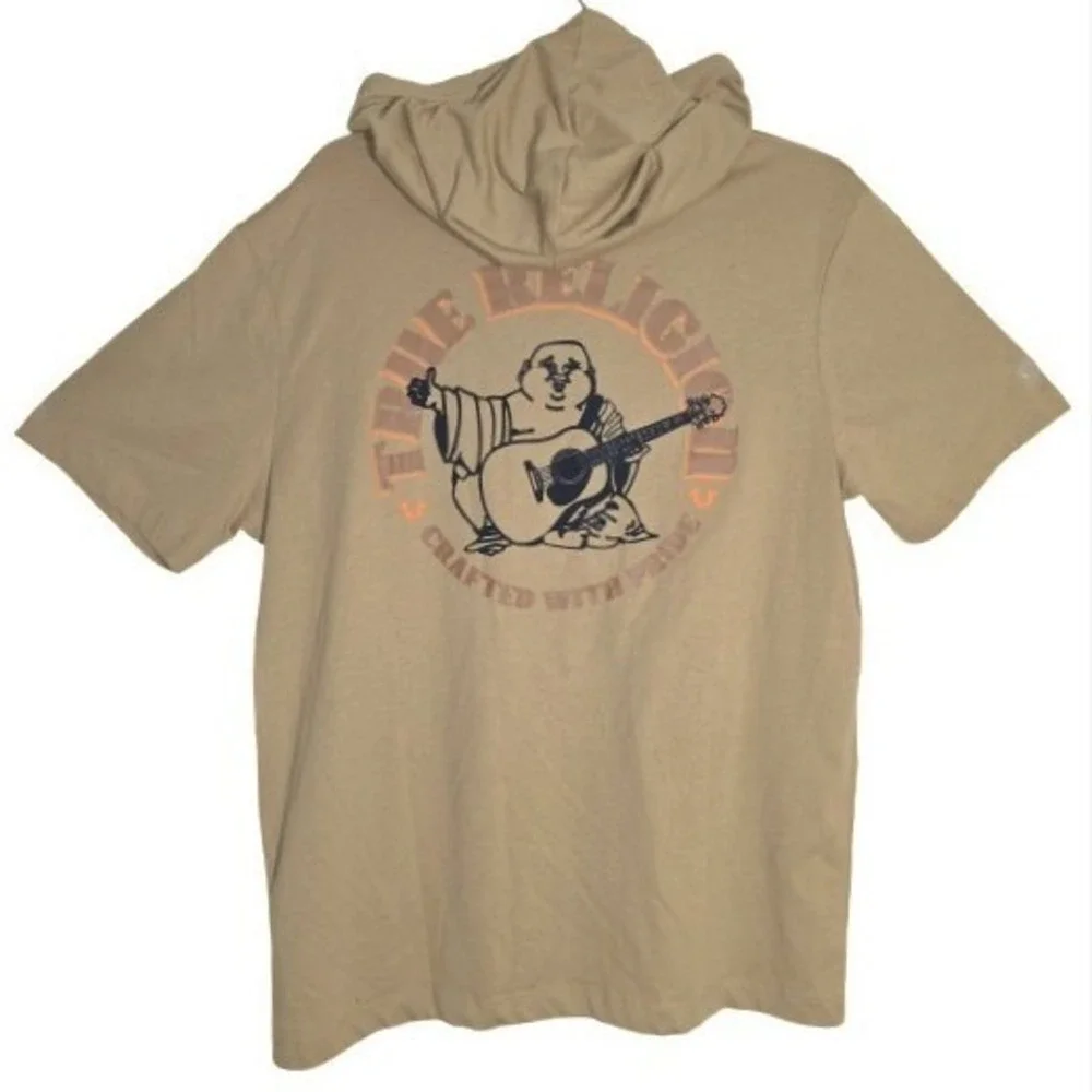 NWT True Religion Men's Circular Hooded Tee Size S Travertine Streetwear Casual